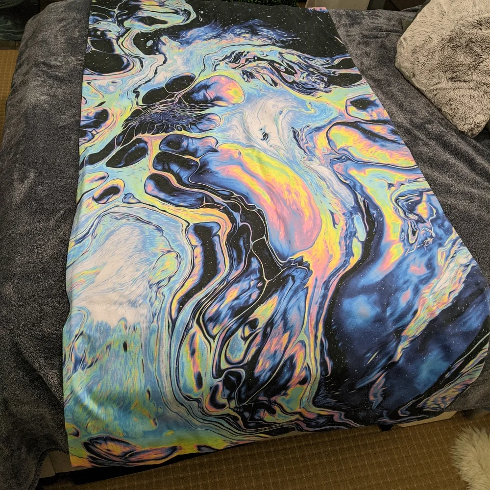 Trippy acid rainbow beach towel